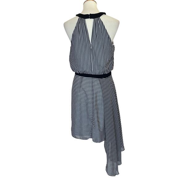 Halston Heritage Draped Stripe Dress Black White MEDIUM Career Designer $298 - Picture 5 of 9
